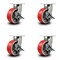 Service Caster 8 Inch Heavy Duty Red Poly on Cast Iron Swivel Caster Set with Brakes, 4PK SCC-KP92S830-PUR-RS-SLB-4 - alternate 1